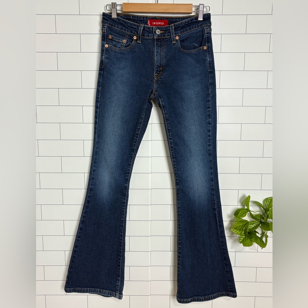 Levi's 519 Low Flare Stretch Jeans Junior's Size 5 M Dark Wash Faded Denim
